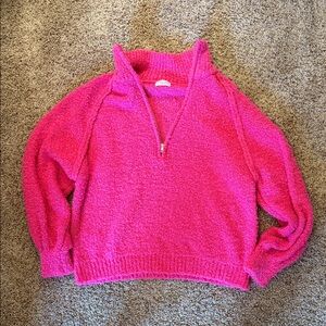 Pink Lily Hot Pink Textured Quarterzip - XL